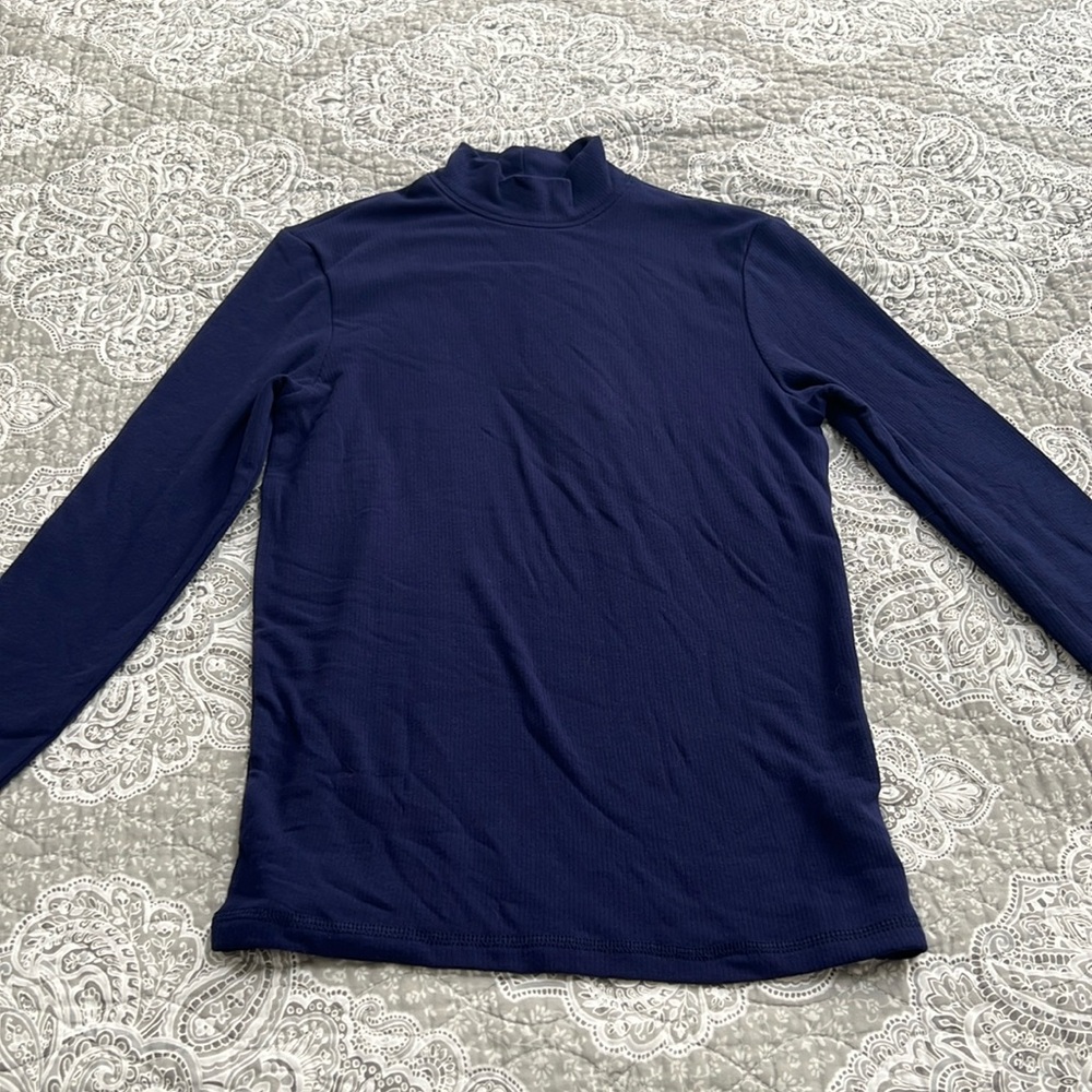 Blue Mock Turtleneck, Long Sleeve Tee